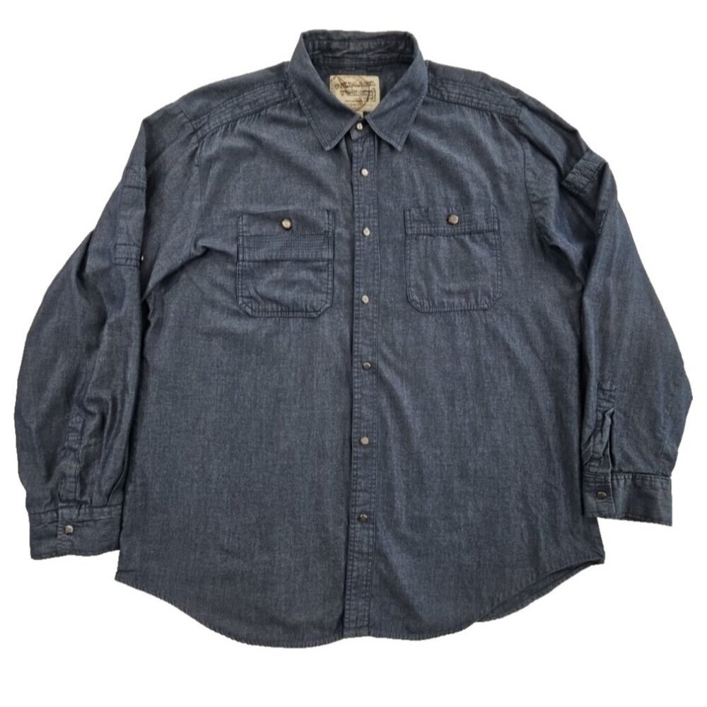 Denim Shirt Men's 2XL Blue Chambray Button Up Long Sleeve EUC Gold Label SIE